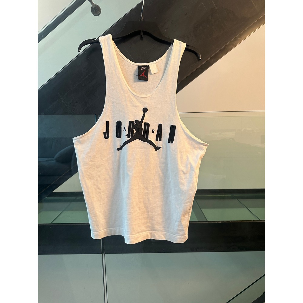 Vintage Nike Air Jordan Tank Top White Embroidered Jumpman Muscle Shirt